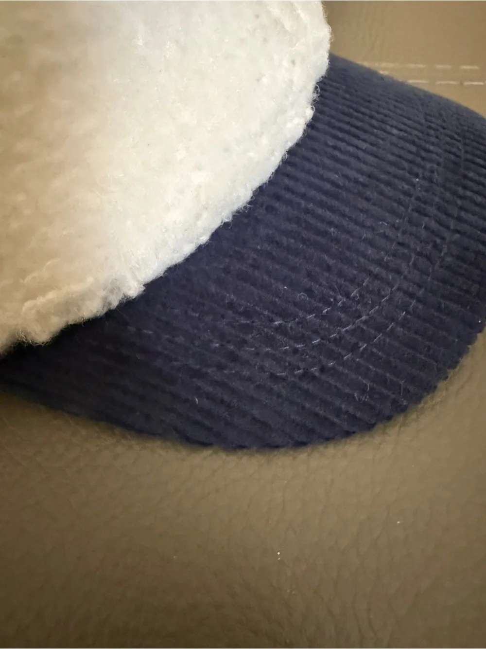 NWT toddler Sherpa Hat Navy corduroy brim bear ears. Adjustable Velcro